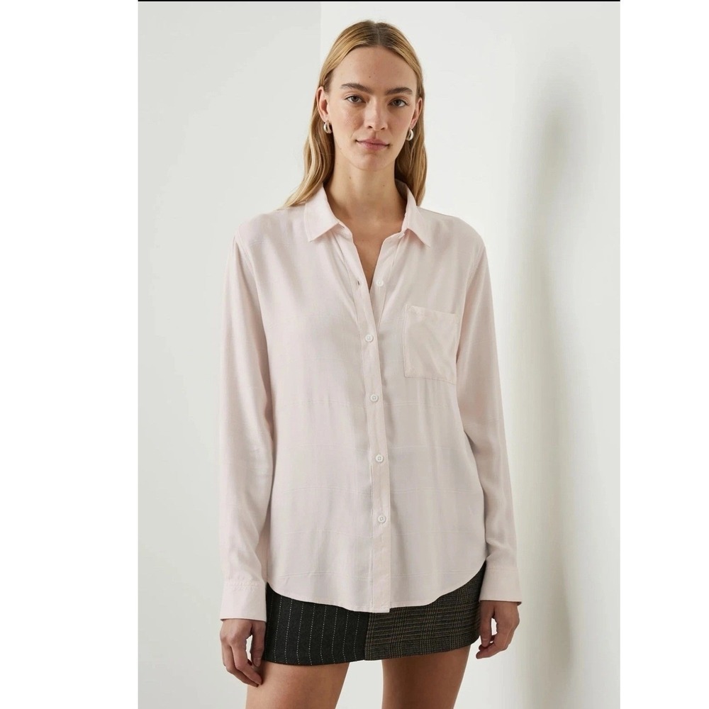 Rails Hunter Rosewater Pink Plaid Button Down Rayon Shirt 100-550-5917 Large